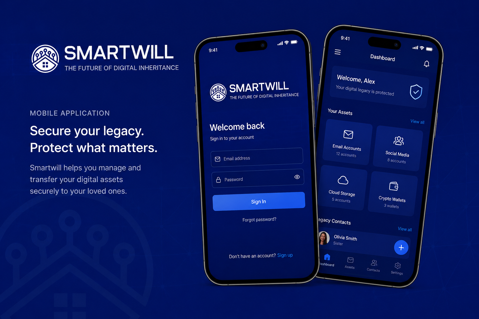 Скриншот SMARTWILL Mobile — Web-3 сервис цифрового наследования